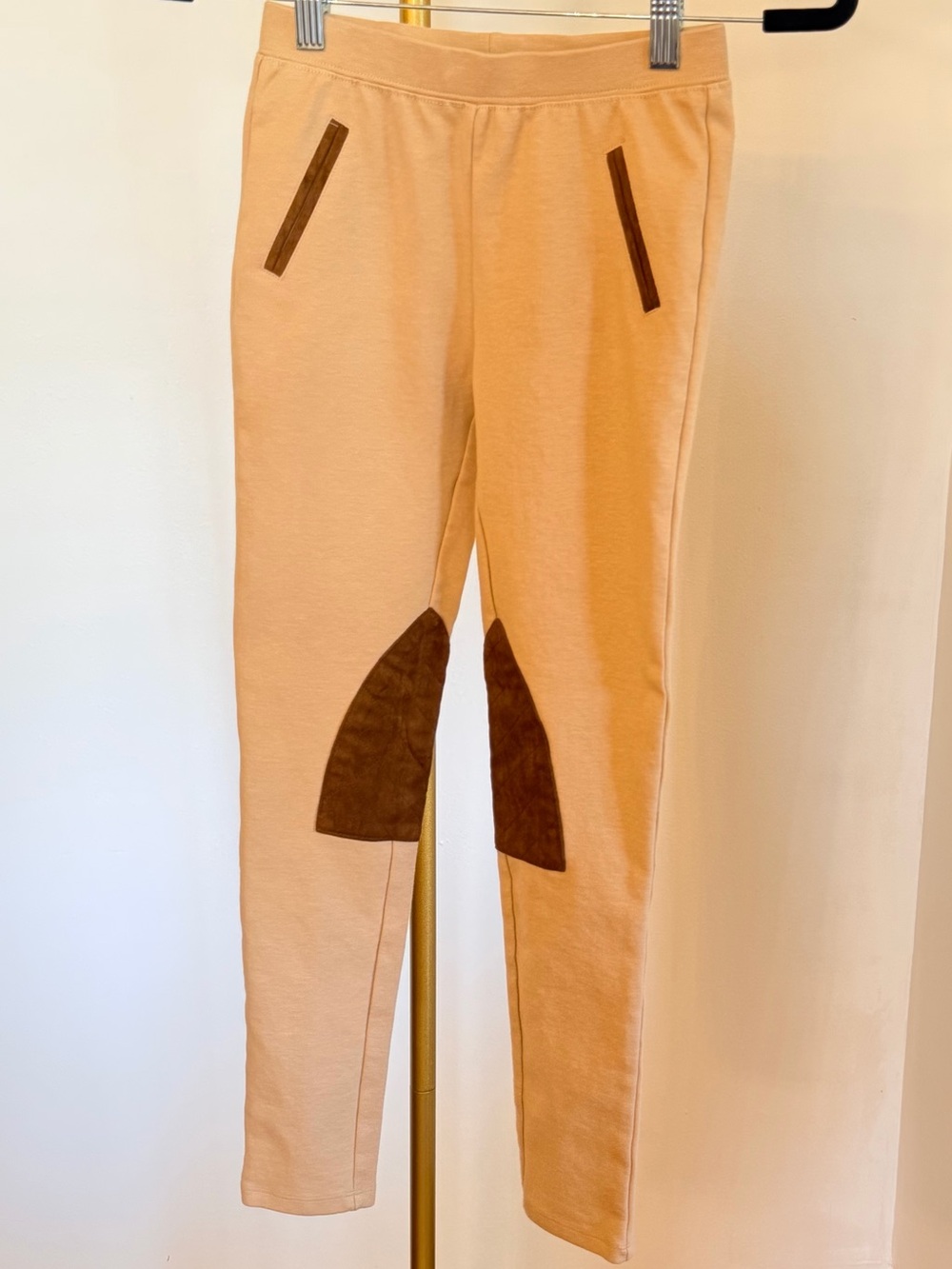 Hope & Henry Girls’ Ponte Riding Legging Pants with Suede Patches Size 10